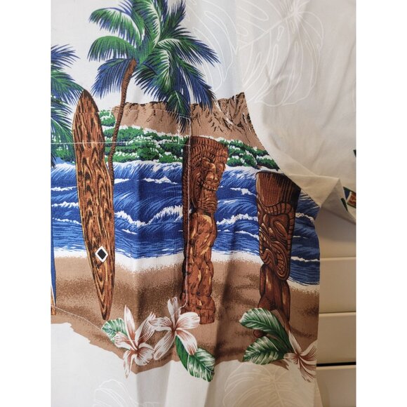 VTG Mens Hawaiian Aloha Shirt M Tiki button up Totem pole grandpa core beach - Picture 5 of 6